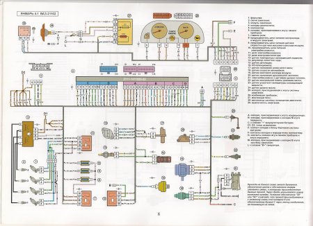 Электросхема системы управления двигателем Январь 4.1 ВАЗ 21102