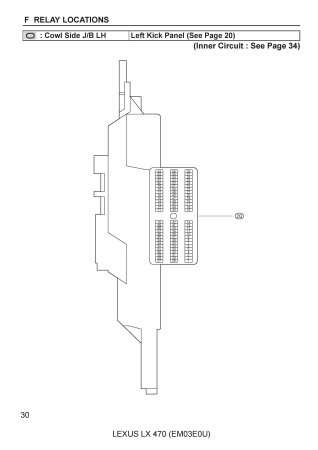 Lexus LX470 - схема расположения монтажных блоков и реле
